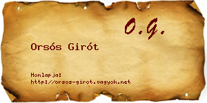 Orsós Girót névjegykártya